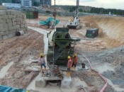Concreting in progress for preliminary test pile