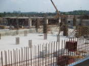 Installation of ground floor slab formwork for Tower A 